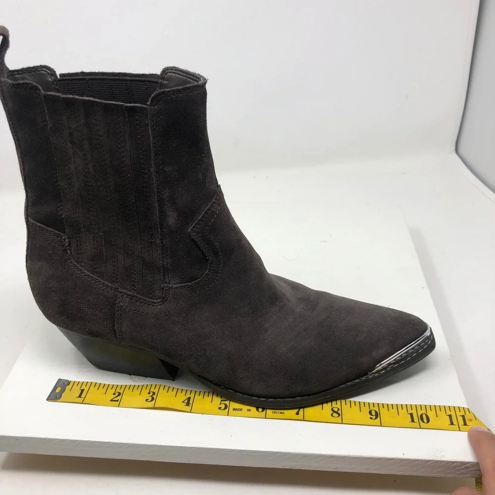 Marc Fisher LTD Boots Womens 9 Brown Suede Metal Toe Western Chelsea Cowgirl